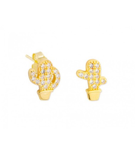 Orecchini in argento dorato Liska MED316A-D Cactus Zirconia