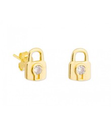 Boucles d'oreilles Liska Argent Doré MED317A-D Cadenas Zircon