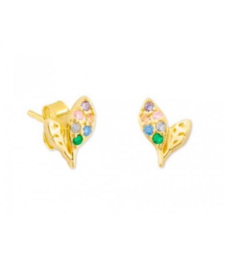 Pendientes Plata Dorada Liska MED319A-D Flor Circonitas Multicolor