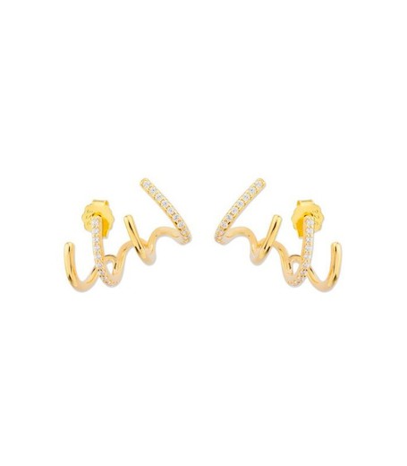 Liska MED341A-D Boucles d'oreilles courbées en argent doré et zircone