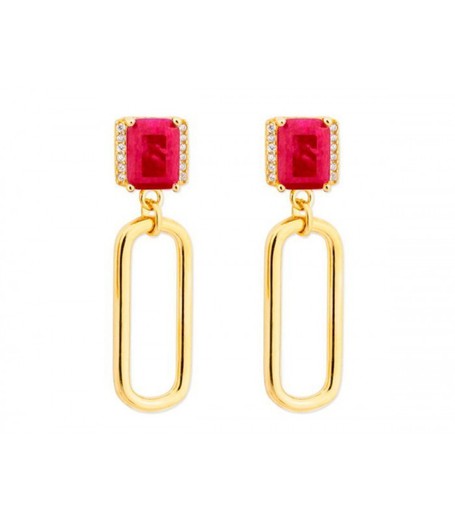 Boucles d'oreilles Liska Argent Doré MED389A-RD Zircons Pierre Rouge