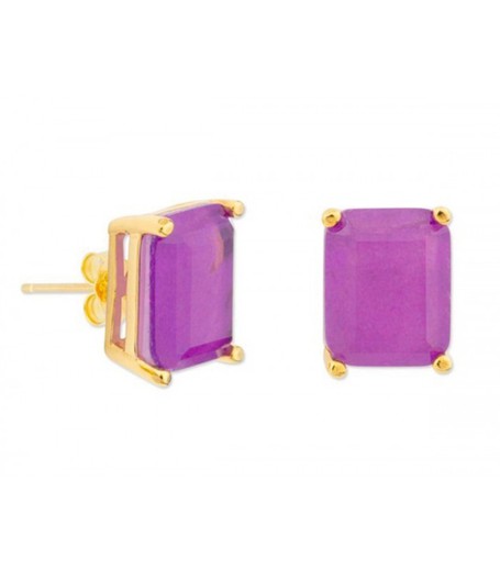 Boucles d'oreilles Liska Doré Argent MED393A-LD Carré Pierre Violette