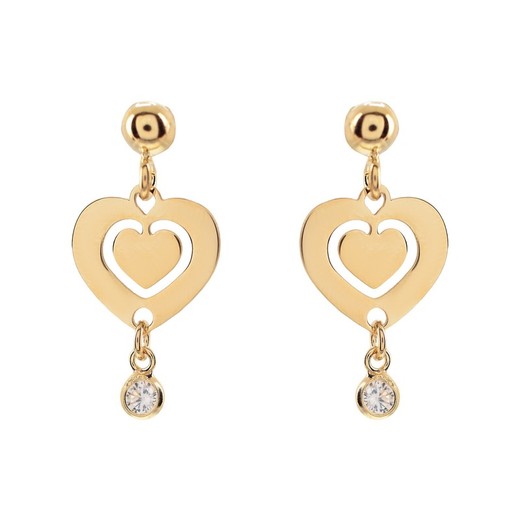 Pendientes Plata Dorada Sovrani AVP336 Corazón Circonitas