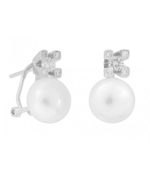 Pendientes Plata Liska 100mm MED272A Perla Circonitas