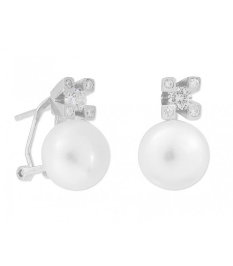 Boucles d'oreilles Liska Argent 100mm MED272A Perle Zircons