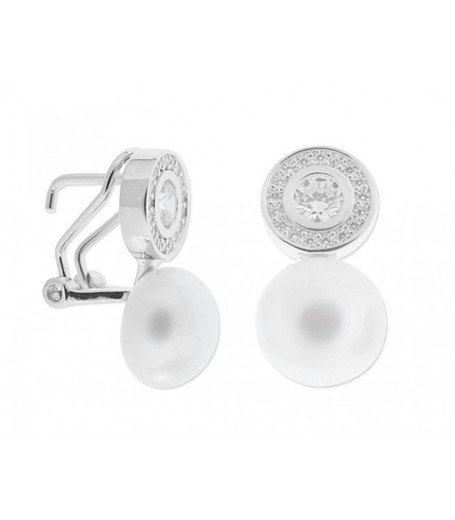 Pendientes Plata Liska 11mm MED274A Perla Circonitas