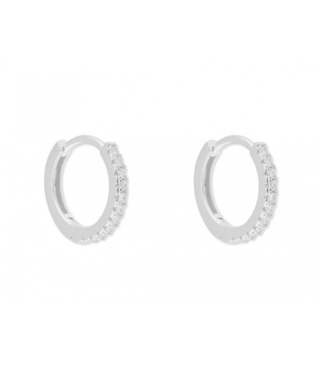 Boucles d'oreilles Liska Argent 12 mm MED142A-12 Créoles Lisse Zircone