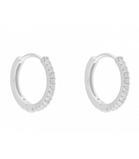 Boucles d'oreilles Liska Argent 14mm MED142A-14 Créoles Lisse Zircone