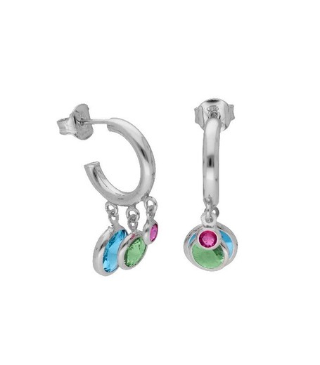 Pendientes Plata Liska 2cm LSW4299A Colgantes Multicolor