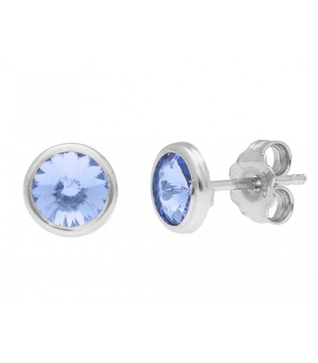 Pendientes Plata Liska 6mm LSW3230A-A Circonita Azul