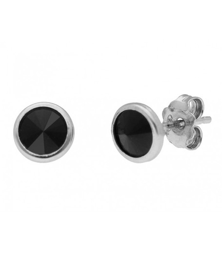 Pendientes Plata Liska 6mm LSW3230A-N Circonita Negra