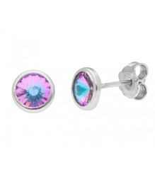 Pendientes Plata Liska 6mm LSW3230A-VL Circonita Rosa Degradado Azul