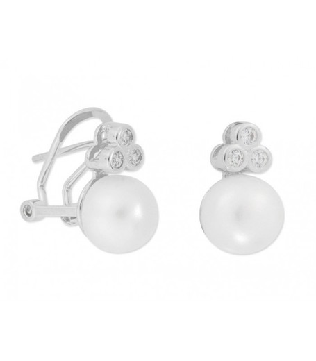 Boucles d'oreilles Liska Argent 7mm MED275A Perle Zircons