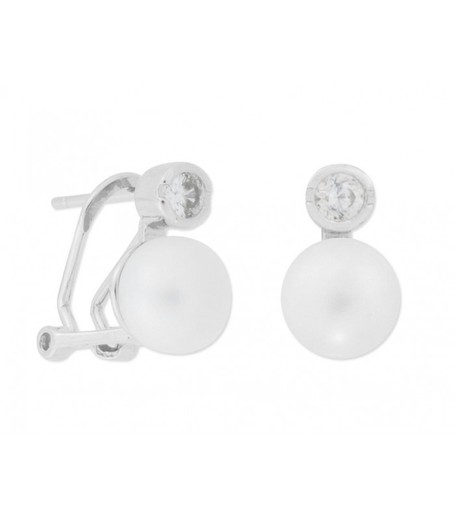 Pendientes Plata Liska 8mm MED268A Perla Circonitas