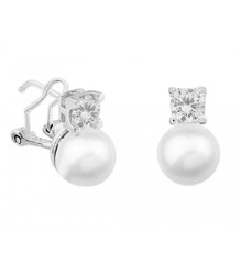 Pendientes Plata Liska 8mm MED270A Perla Circonitas