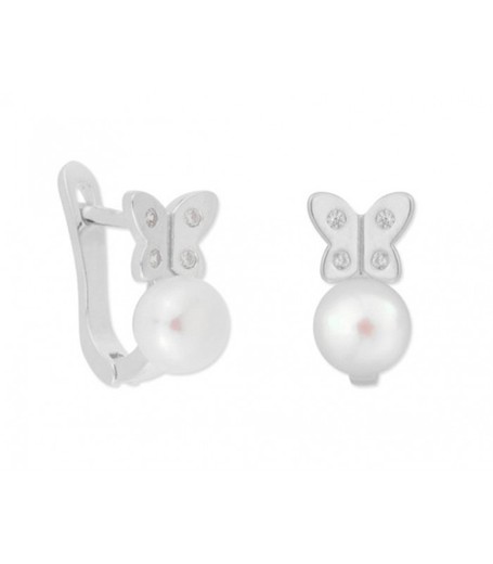 Pendientes Plata Liska BAM015A Flor Circonitas Perlas