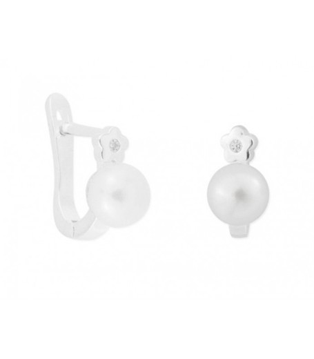 Boucles d'oreilles Liska Argent BAM016A Fleur Zircone Perles