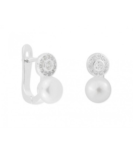 Pendientes Plata Liska BAM021A Circonitas Perlas