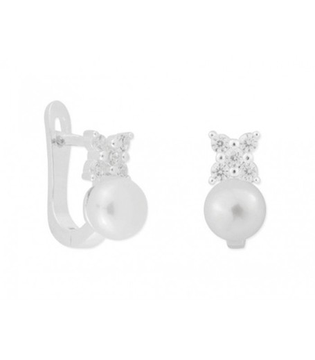 Pendientes Plata Liska BAM022A Circonitas Perlas