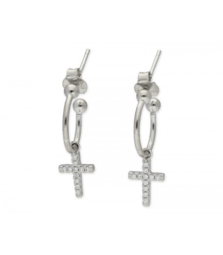 Pendientes Plata Liska LAD2508A Semiaro Cruz Circonitas