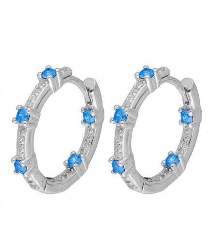 Boucles d'oreilles Liska Silver LAD4753A-C Créoles Zircone Bleu Bicolore