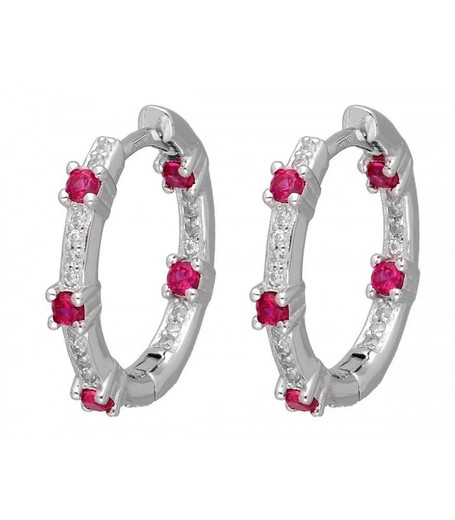 Boucles d'oreilles Liska Silver LAD4753A-R Créoles Zircone Bicolore Rouge