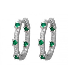 Pendientes Plata Liska LAD4753A-V Aro Circonitas Bicolor Verde