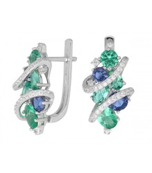 Pendientes Plata Liska LAD7270A Circonitas Verdes Bicolor Azul