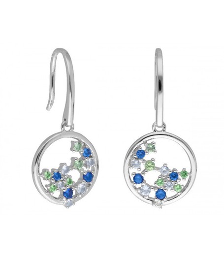 Orecchini in Argento Liska LAD7271A Cerchio Blu Zirconi Bicolore Verde