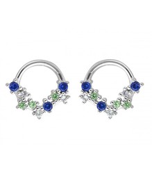 Orecchini in Argento Liska LAD7272A Cerchio Blu Zirconi Bicolore Verde