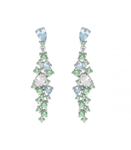 Pendientes Plata Liska LAD7278A-C Colgante Circonitas Verdes Bicolor Azul