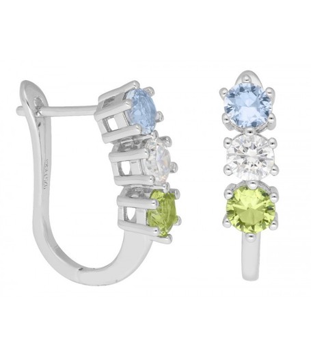 Pendientes Plata Liska LAD7279A Circonitas Verdes Blanca Azul