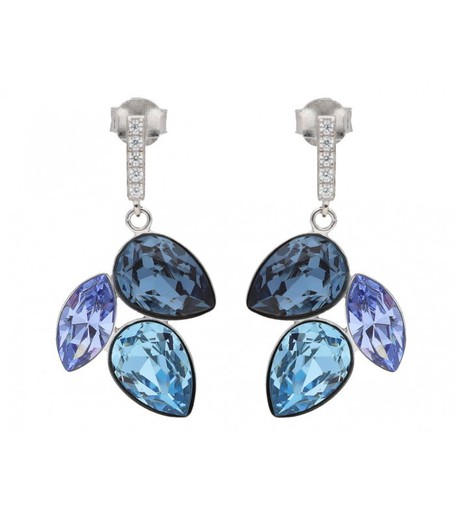 Pendientes Plata Liska LSW0171A-AQ Hojas Cristales Azules