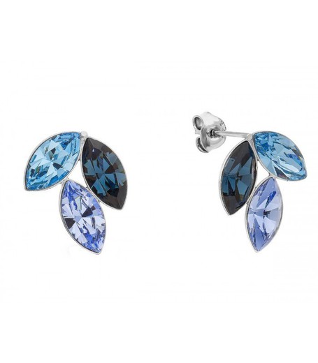 Pendientes Plata Liska LSW0196A-A Hojas Circonitas Azules