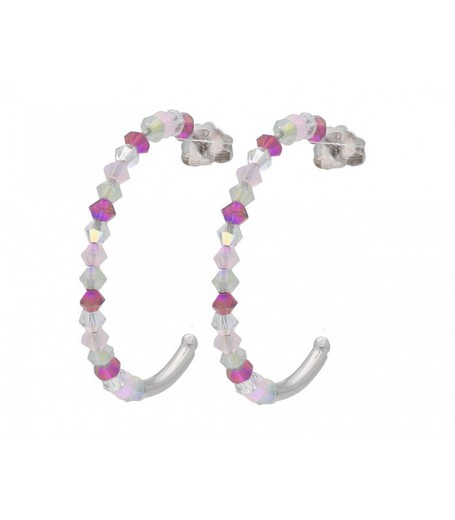 Pendientes Plata Liska LSW3215A Semiaro Circonitas Bicolor Rosa