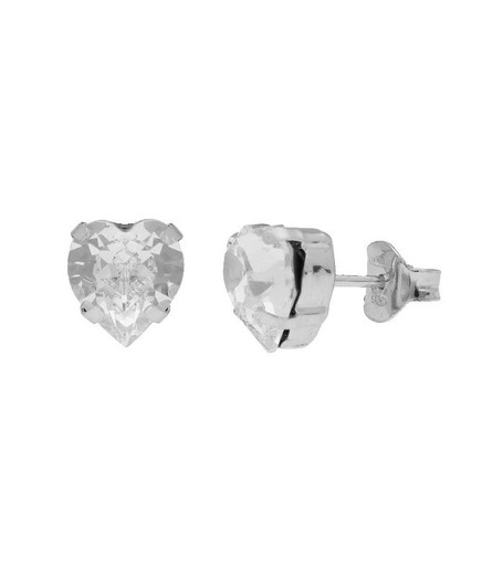 Pendientes Plata Liska LSW4362A-B Corazón Blanco