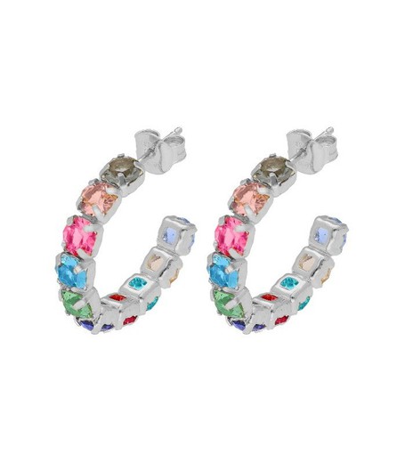 Pendientes Plata Liska LSW4370A Semiaro Circonitas Multicolor