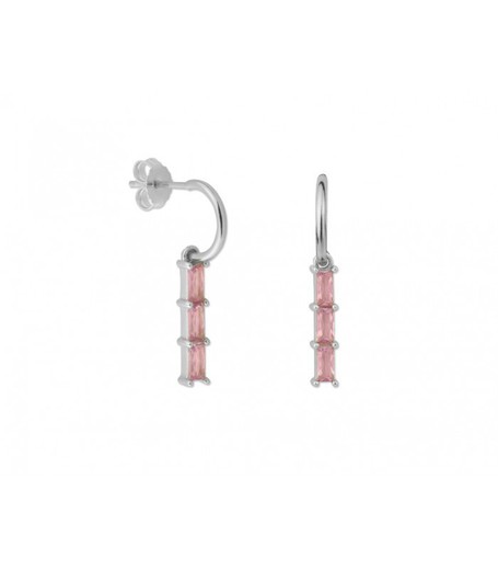 Pendientes Plata Liska MED080A-R Colgante Circonitas Rosa