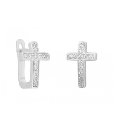 Pendientes Plata Liska MED302A Cruz Circonitas