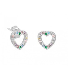 Pendientes Plata Liska MED304A Corazón Circonitas Multicolor