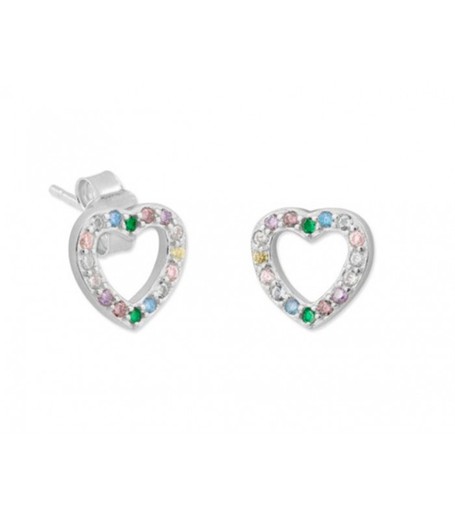 Orecchini in Argento Liska MED304A Cuore Zirconi Multicolor