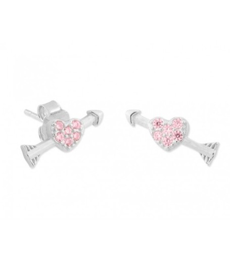 Pendientes Plata Liska MED310A Corazón Flechado Circonitas