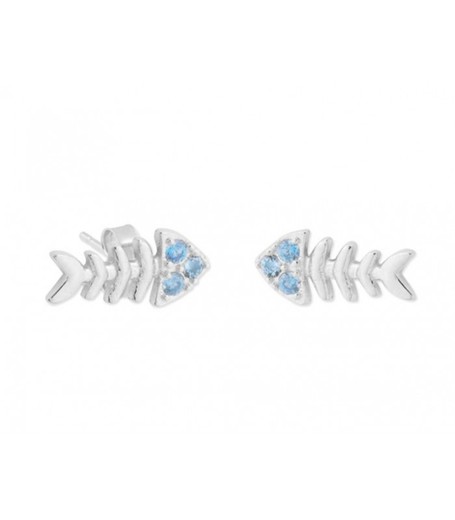 Boucles d'oreilles Liska Argent MED318A Poisson Zircon Bleu