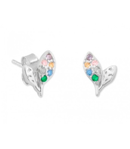 Pendientes Plata Liska MED319A Flor Circonitas Multicolor