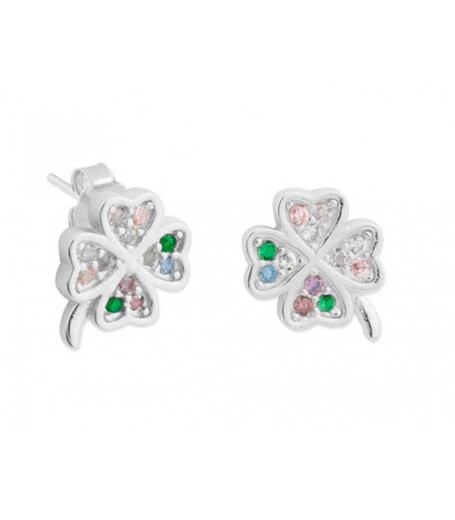 Boucles d'oreilles Liska Silver MED324A Trèfle Multicolore Zircone