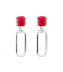 Pendientes Plata Liska MED389A-R Piedra Roja Circonitas