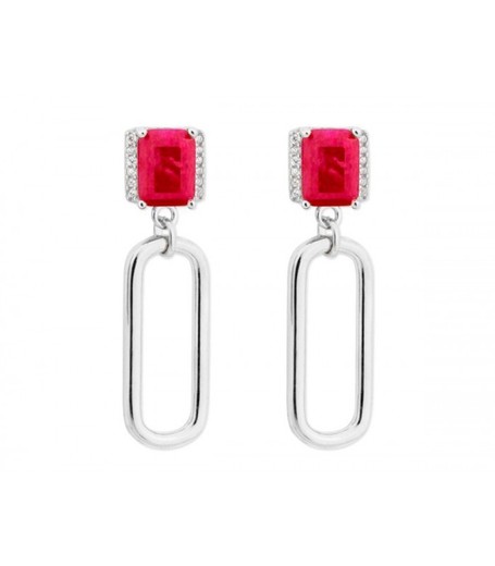 Boucles d'oreilles Liska Argent MED389A-R Pierre Rouge Zircone