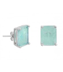 Boucles d'oreilles Liska en argent MED393A-A Pierre Turquoise Carrée