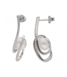 Boucles d'oreilles Liska Argent MEP010A Perle Zircons