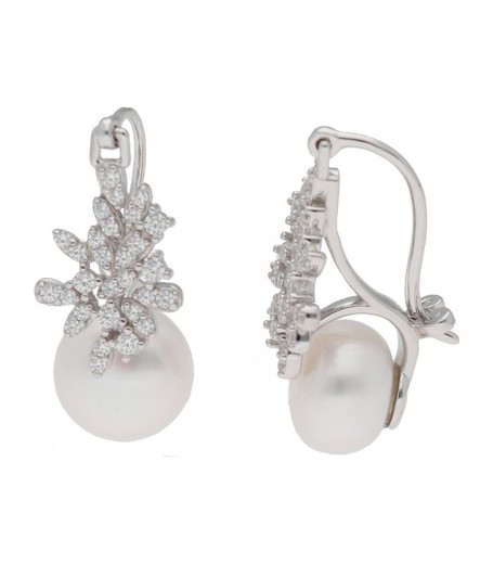 Boucles d'oreilles Liska Argent MEP011A Perle Zircons